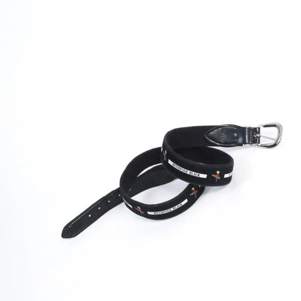 Bethpage Black Golf YRI Mens Size 40 Ribbon Belt Black Leather Silver Buckle